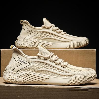 Soft-soled Men's Shoes Spring and Summer New Fly-woven Mesh Shoes Breathable Running Sports Casual Shoes Thin Knitted Trendy Shoes
