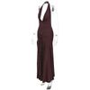 Sexy Halter Brown Long Dress Women Slim Backless Pleat Knot High Slit Draped Dresses Female 2025 Summer Lady Beach Party Dress