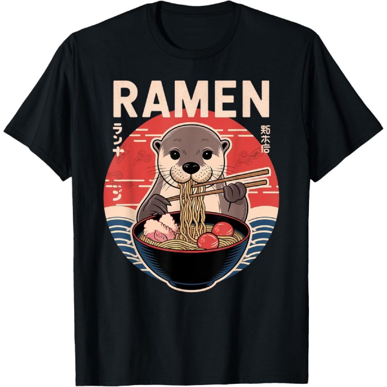 Выдра Рамен Японская лапша Кавайи Аниме Выдра Футболка S