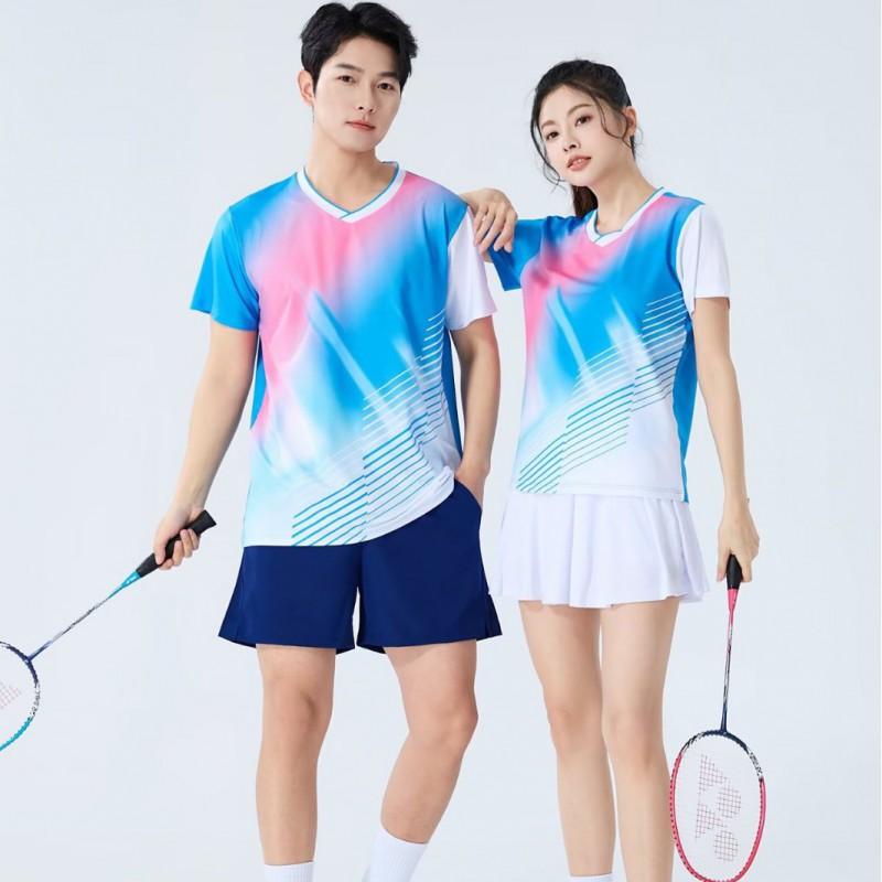 Breathable Ice Silk Sport Shirt Shorts Set Badminton Tennis Volleyball Table Unisex Athletic Wear