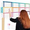 Colorful Large Size Calendar 42x100cm 12 Month Calendar Durable Monthly Planner Calendar  Home Use