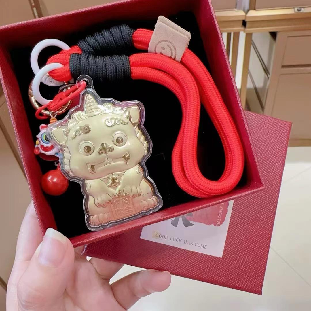 

Брелок-подвеска «Лев» из чистого золота 999 пробы в стиле Чжоу - подарок в национальном стиле