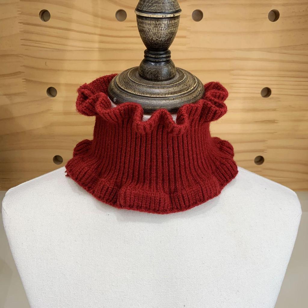 Dongdaemun Ruffle Knit Faux Collar - Woolen Neck Warmer