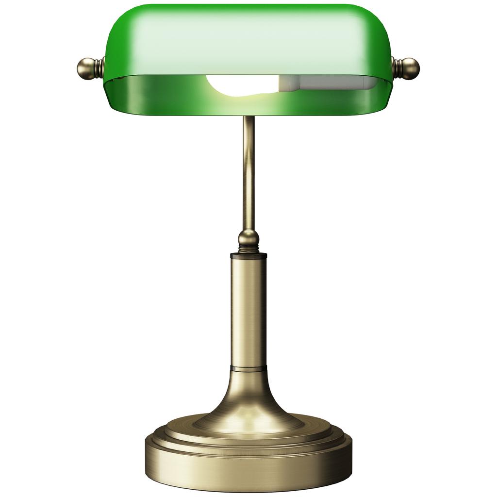 Banker Schreibtischlampe E27 mit verstellbarem Schirm Kippschalter für Home Office Bibliothek Grün
