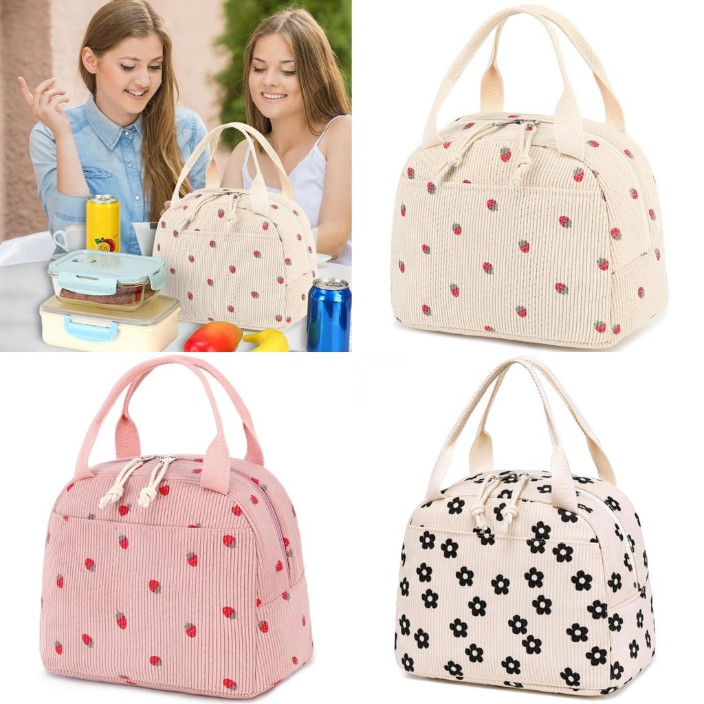 Strawberry Lunch Flower Cooler Bag Breathable Women Outdoor Commuting Office