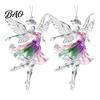 Backpack Bag Charms 2Pcs Glitter Ballet Girl Keychain, 2D Acrylic Hanging Pendant for Backpack, Sparkling Holiday Party Decorations Dancer Car