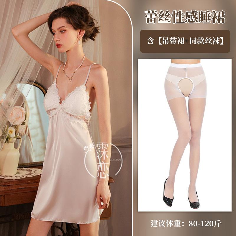 Sexy Lingerie Hollow with Chest Pad Suspender Lace Red Backless Sexy Dress
