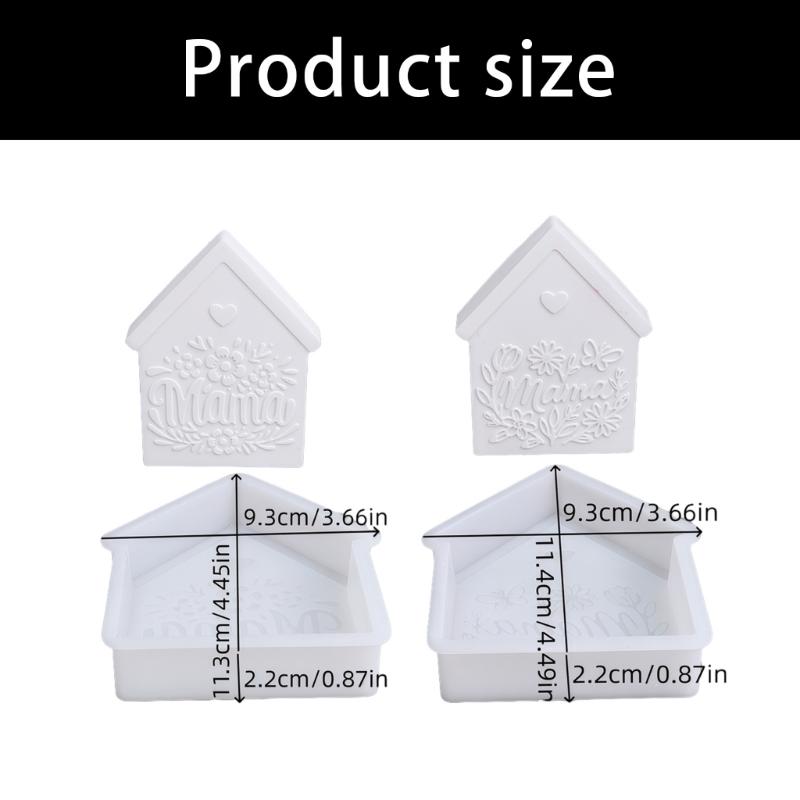 Pack Of 2 Mother Day House Shape Ornaments Silicone Molds For Cement Plasters Craft And Home Decors Gift Making Supplies
