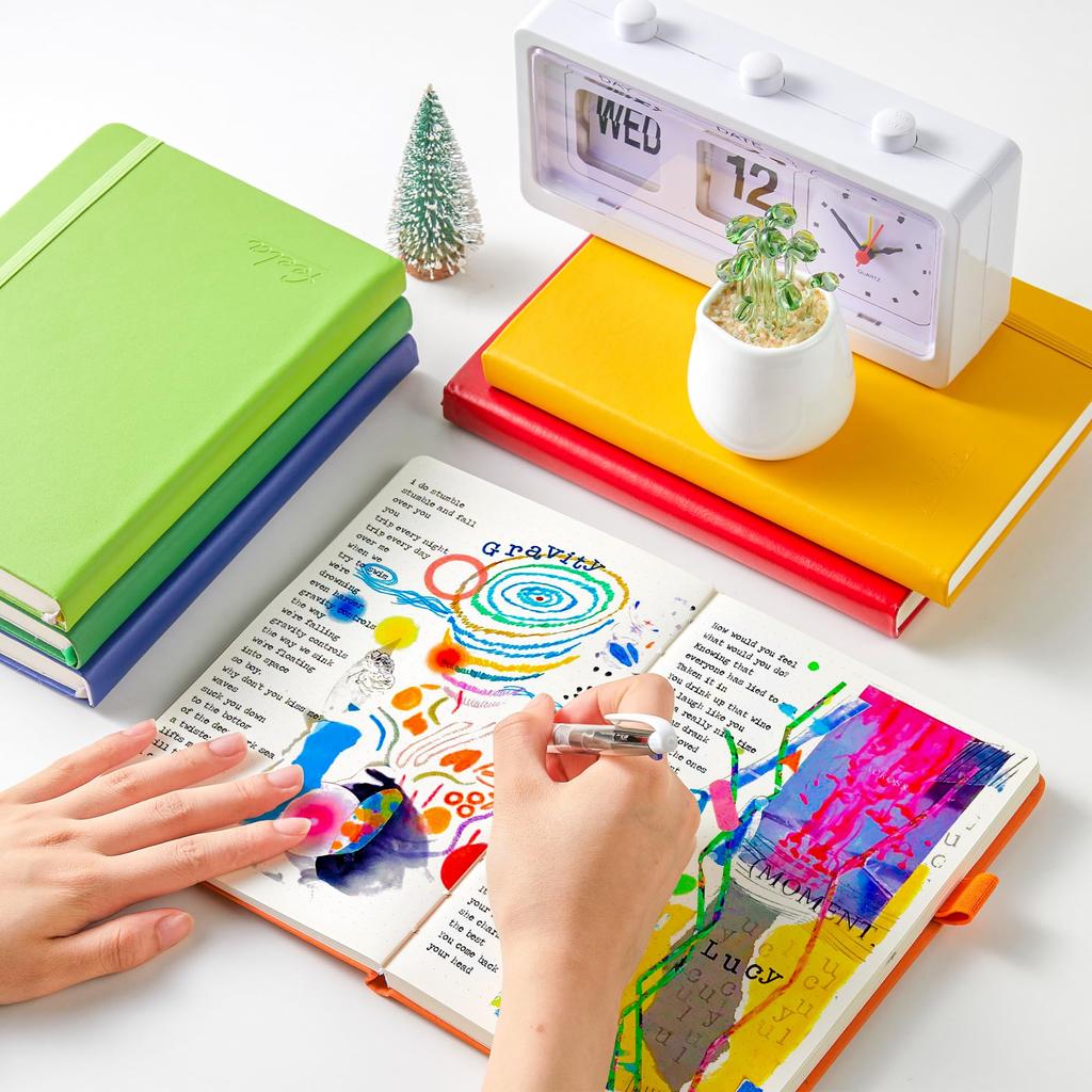 Feela Bullet Journal Synthetic A5 Dot Pen Included Notebook, Leather, Size, Graph, (Pink)