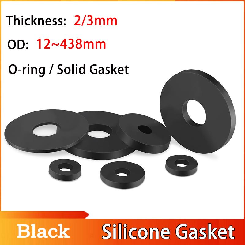 

1~20pcs Outer Diameter: 12~438mm Thickness: 2/3mm Black Silicone Gasket Circular Flat Washer Flange Sealing O-ring/Solid Gasket DN15 18x45x3 2pcs