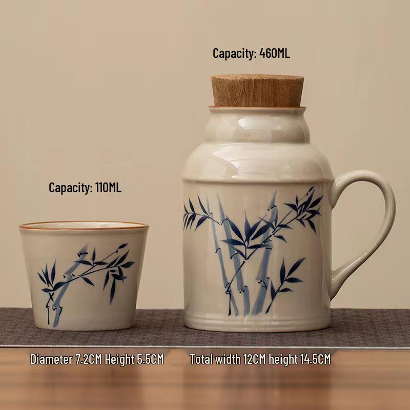 Ru Kiln Ceramic Insulated Teapot Set: Mute Thermos Pot with Teacup and Lid, Large Capacity, Chinese Style Office Cup.