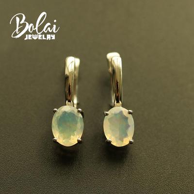 Semplice opale orecchino naturale etiopia opale chiusura orecchino taglio ovale 7 * 9mm 3ct 925 gioielli in argento sterling per le donne regalo