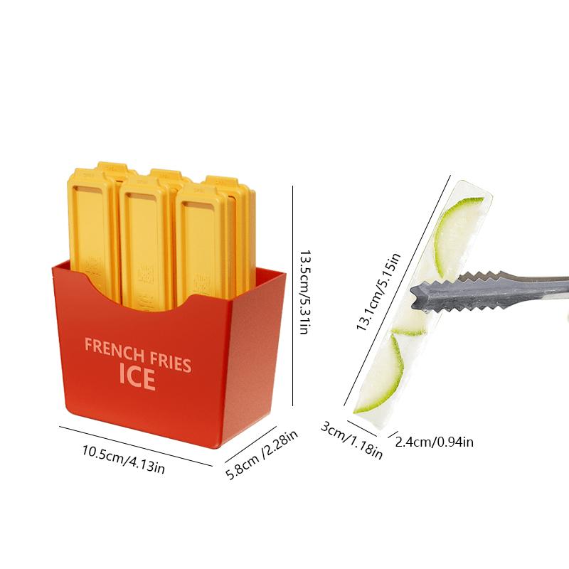 7pcs/set French Fries Shape Ice Mould Bar Grinding Tool Homemade Ice Cube Summer 6pcs Ice Grid 1pc box