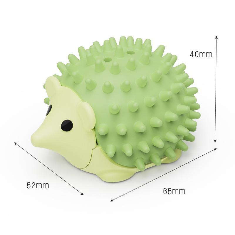 Grünes Igel-Katzen-Spielzeug mit Glöckchen, Interaktiver Kauball für Kätzchen, Langlebiges Gummi-Haustier-Spielzeug für Katzen Geschenk