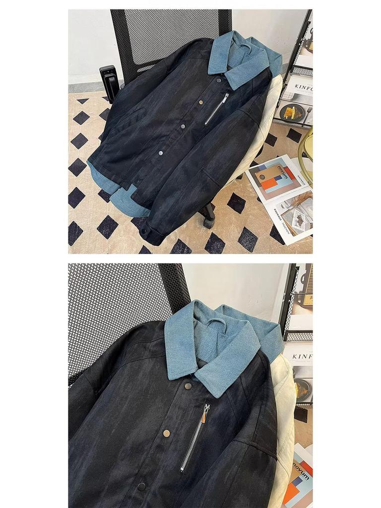 Trendy Two-Piece Denim Lapel Jacket for Men - Spring/Autumn 2025 Collection