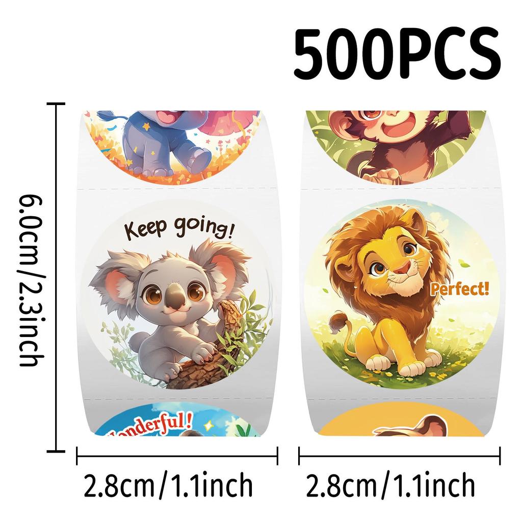 500 Cute Animal English Stickers: Child Rewards, Planner Decor, DIY Sealing & Film Tape