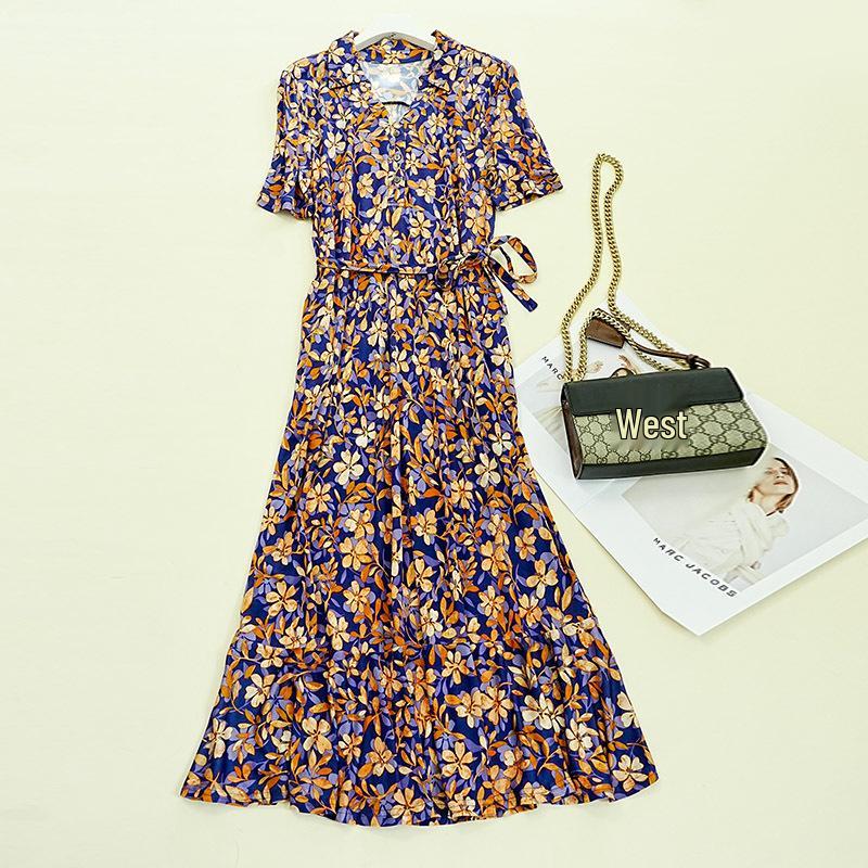 

Guolian Silk Облегающее длинное платье с V-образным вырезом и печатным лацканом XL