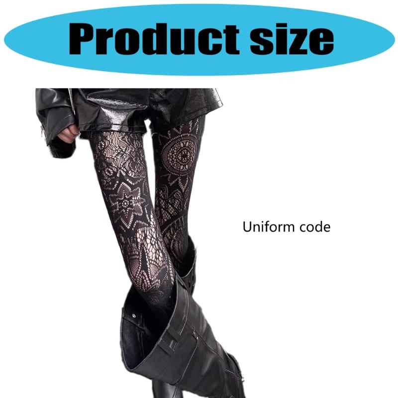 Elegant Sheer Tights Gothic Lace Design High For Evening And Daily