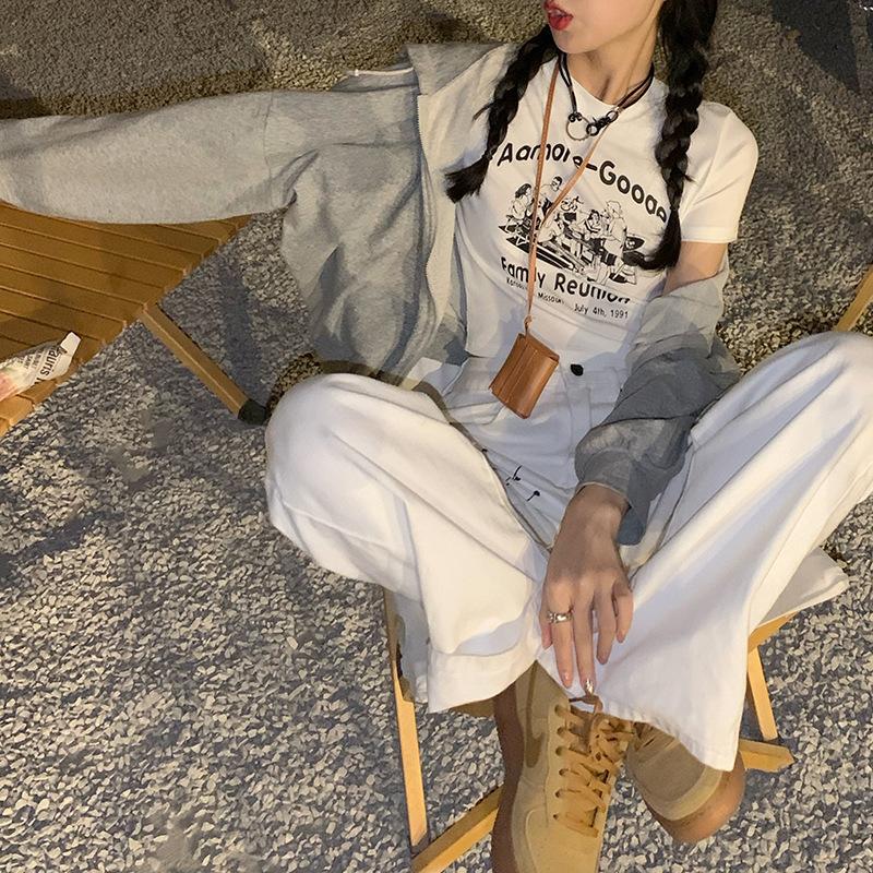 

Футболка с короткими рукавами для женщин, летняя новая версия, короткий тонкий студенческий топ с высокой талией и короткими рукавами для женщин XXL белый