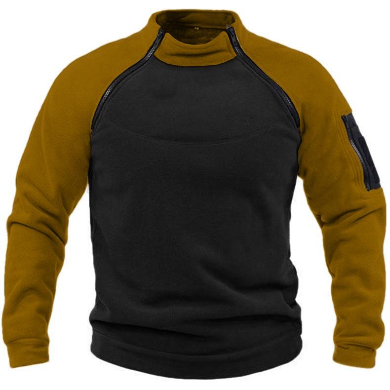 Men's Outdoor Color Block Hoodie: 280g Polar Fleece, Loose Fit, Warm Tactical Pullover