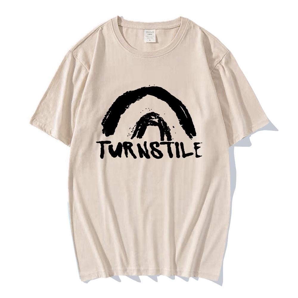 TURNSTILE DOUBLE RAINBOW T-shirt Summer Short Sleeve Male Tshirts Casual Fashion Loose Cotton T Shirt Men Women Tees Streetwear