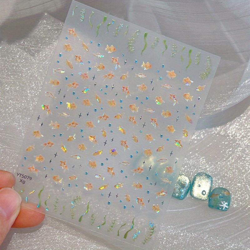 1pc Shiny Goldfish Nail Art Stickers - Cute Cartoon Fish Design, Self-Adhesive Nail Decals Perfect for Manicures, Nail Stickers