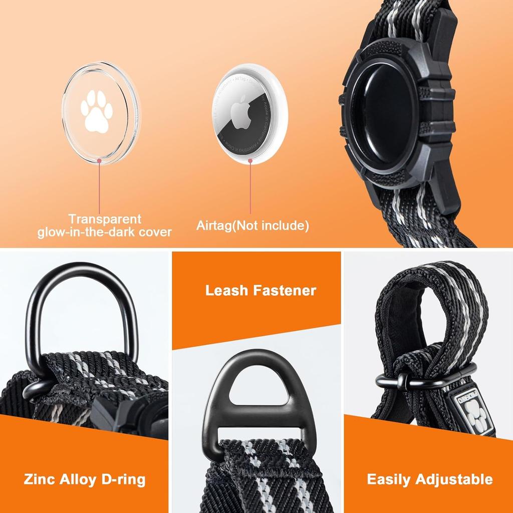 AirTag Dog Collar with Air Tag Holder, Martingale Air Tag Collar with Luminous Reflective, Comfortable, Durable, Adjustable Fit for Medium or Heavy