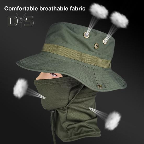 

Шапка для походів Охолоджуюча шия Гетри Козирок для обличчя Набір капелюхів Boonie Похідна сонцезахисна шапка з джинсовими ґудзиками Дихаюча водонепроникна рибальська шапка для походів на риболовлю A