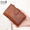 Portefeuille Anti-Magnétique RFID pour Femme: Porte-monnaie Rétro Européen & Américain à Fermeture Éclair avec Porte-Cartes Multifonctionnel Pliable en Trois