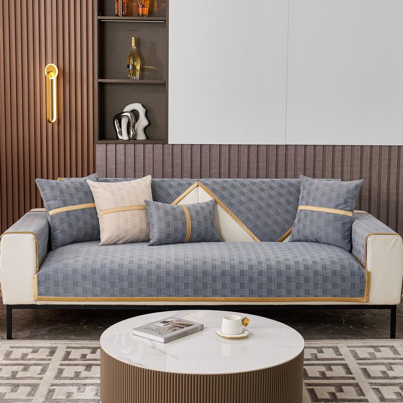 Europäische Sofabezüge Hochwertiger Luxus-Chenille-Universal-Rutschfester Ledersofakissen-Möbelschutz Wohnzimmer-Schonbezüge