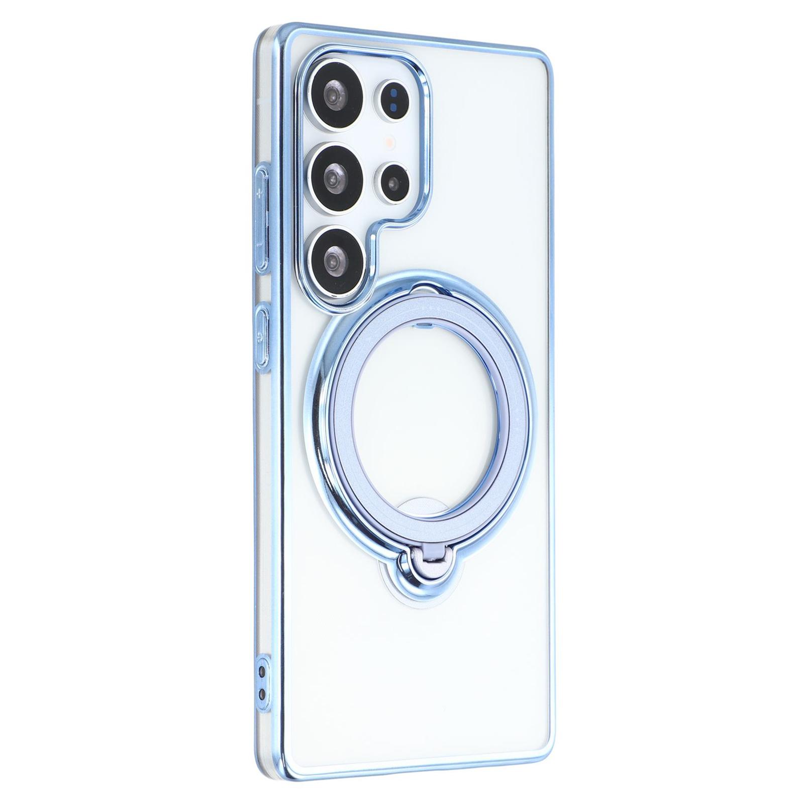 

For Samsung Galaxy S25 Ultra Case Kickstand PC+TPU Magnetic Phone Cover Blue