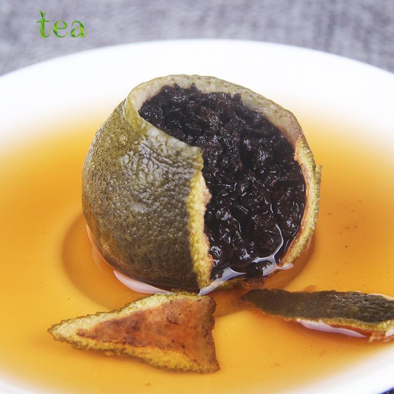 Fossil Tea, Small Green Citrus, Yunnan Pu'er Black Pearl, Pu'er Xinhui Citrus, Pu Tea Fossil, Small Green Citrus, Bamboo Basket