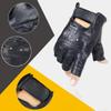 Mens Sheep Leather Driving Gloves Fitness Gloves Half Finger Tactical Gloves Black Leisure Fitness Cycling PU Leather Gloves