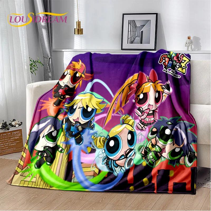 Kreskówkowy Słodki P-Powerpuff Girl Miękki Koc Flanelowy na Łóżka Sypialnia Sofa Piknik, Koc Narzuta do Przykrycia na Zewnątrz Rekreacja Drzemka Prezent