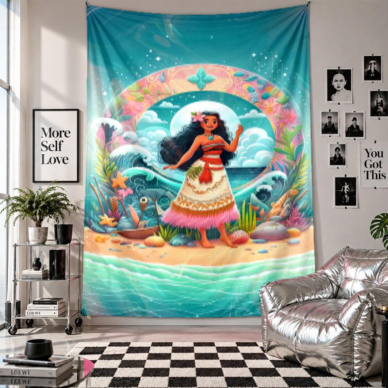 Wall TapestryMoana Cartoon Art Hanging Cloth Decorative Background Cover for Room Decoration