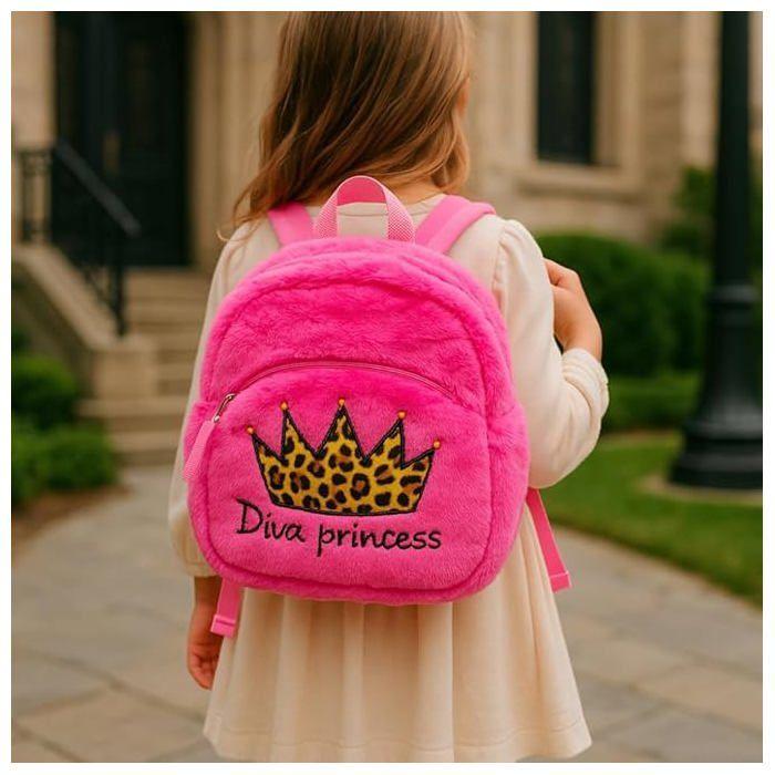 Sac à Dos Fille - Diva Princess - 27cm - Peluche Douce - Idéal Maternelle
