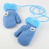 Children Hanging Neck Plush Kids Gloves Cute Knitted Mittens Thick Warm