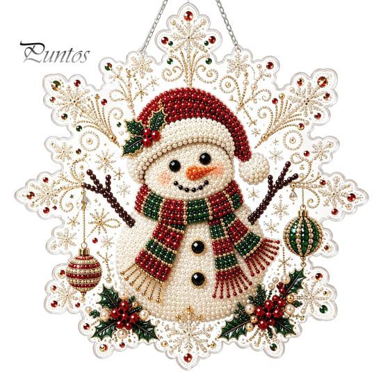 Funkelndes Edelstein-Kunstprojekt Weihnachts-Faux-Perlen-Malerei Sonnenfänger-Set, Acryl-Schneeflockenförmige Platte mit Spitze Kreatives Geschenk für Frauen Kante, 3D
