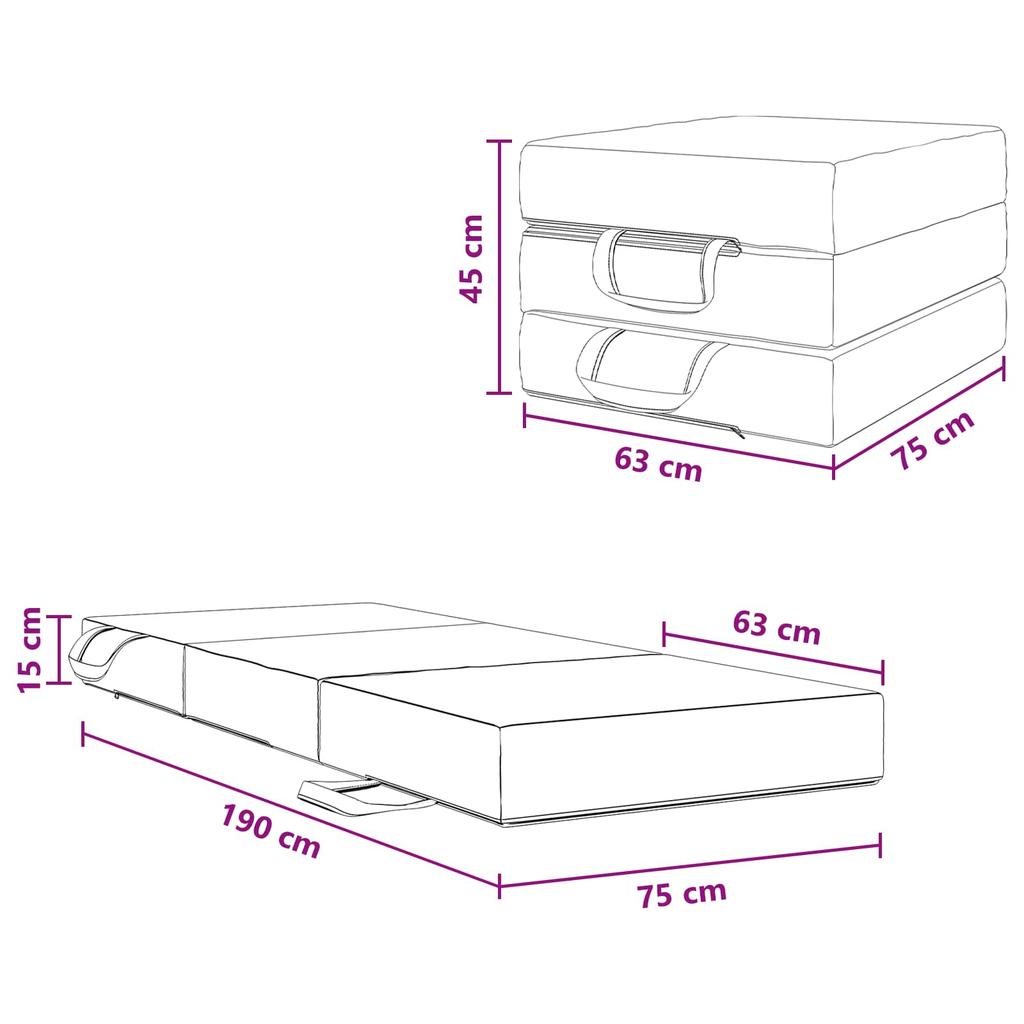 Folding Sofa Bed 75 x 63 x 45 cm Light Grey