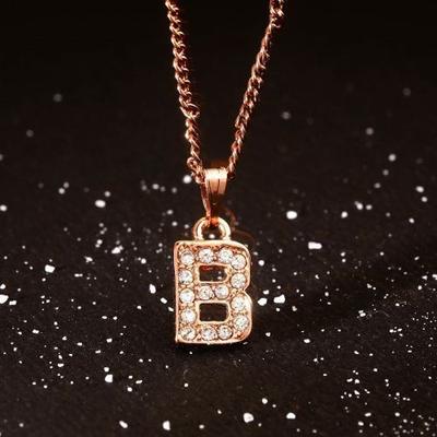 Rosegold Splendid Medium Letter B Austrian Crystal Pendant for Women