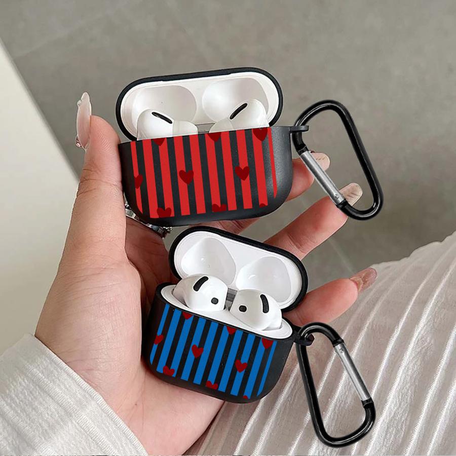 Stripe Love Heart Earphone Cases Cover Case For Airpods Pro2 2 Pro Pro3 3 4 1