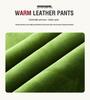 Women's Winter PU Leather High-Waist Thick Velvet Leggings - Plus Size, Slimming, Warm