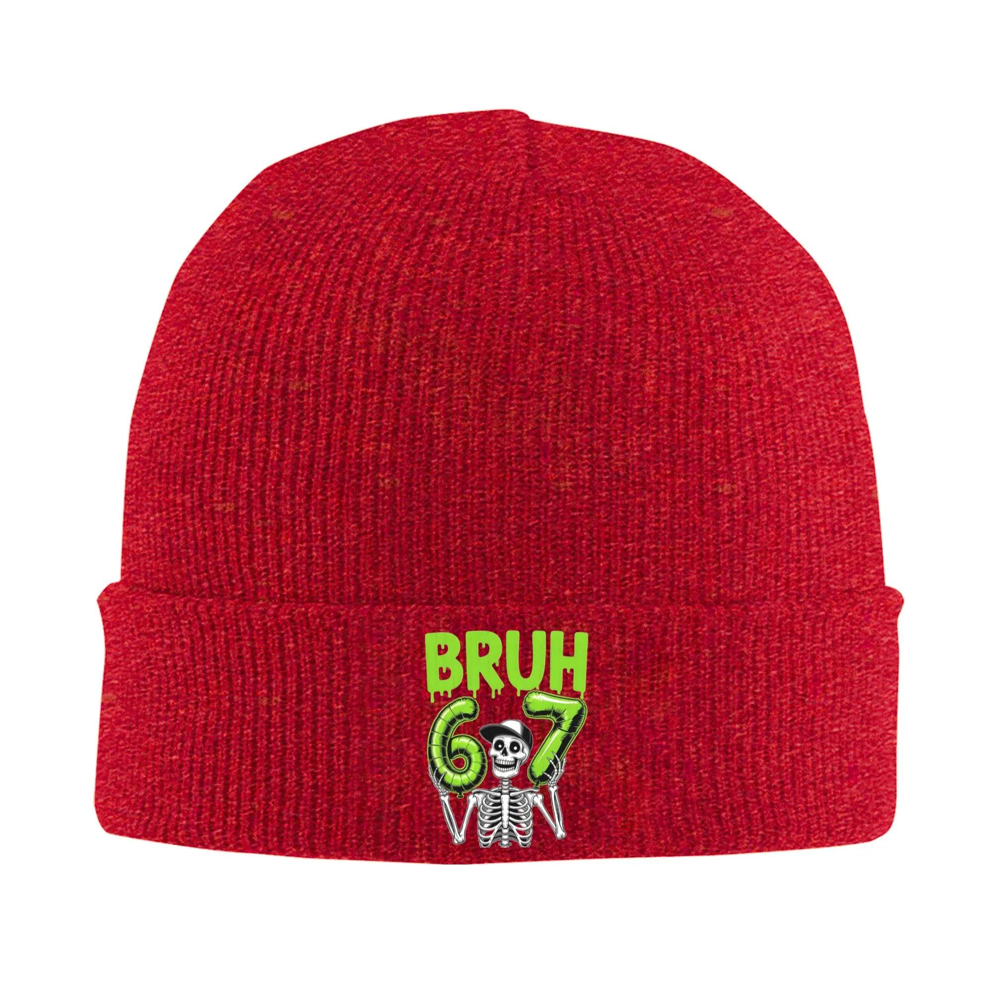 

Six Seven Bruh Skeleton Meme 67 Knit Hat Beanie Winter Hats Warm Acrylic Hiphop Cap for Unisex Women Gifts One Size