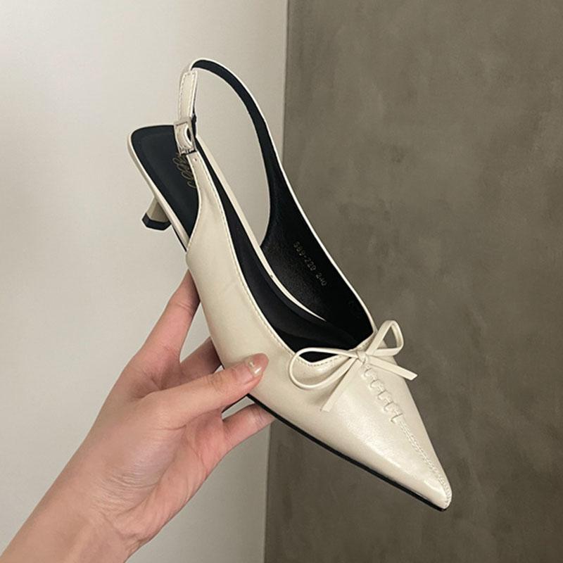 

Fashion 2025 New Pumps Women Stiletto Heels 5cm Shoes Female Buckle Strap Footwear Fashion Pointed Toe Party Ladies Medium Heels Shoes 35 бежевый