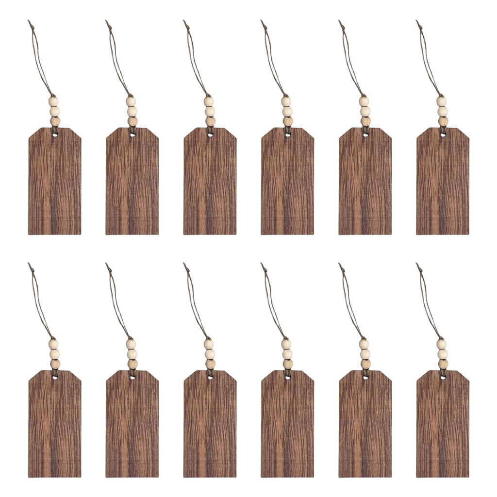12Pieces Customizable Wood Nameplates Christmas Stocking Hanging Name Tagged with Wood Beads for DIY Home Decorations