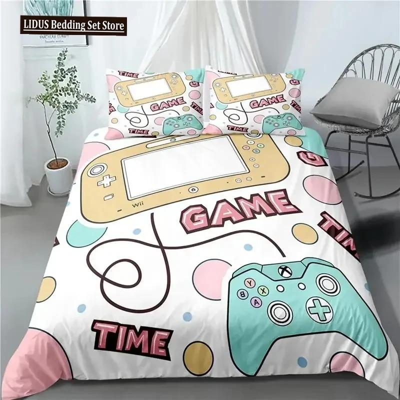 Gaming Duvet Cover Set Gamer Room Decor For Boys Teen Video Games Twin Bedding Set Microfiber Gamepad Let's Play Quilt Cover