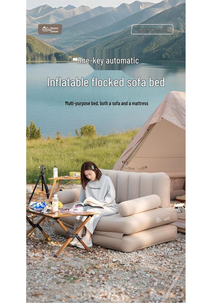 Shan Yue 2-in-1 Inflatable Sofa Bed with Floor Mat - Portable Outdoor Camping Air Cushion
