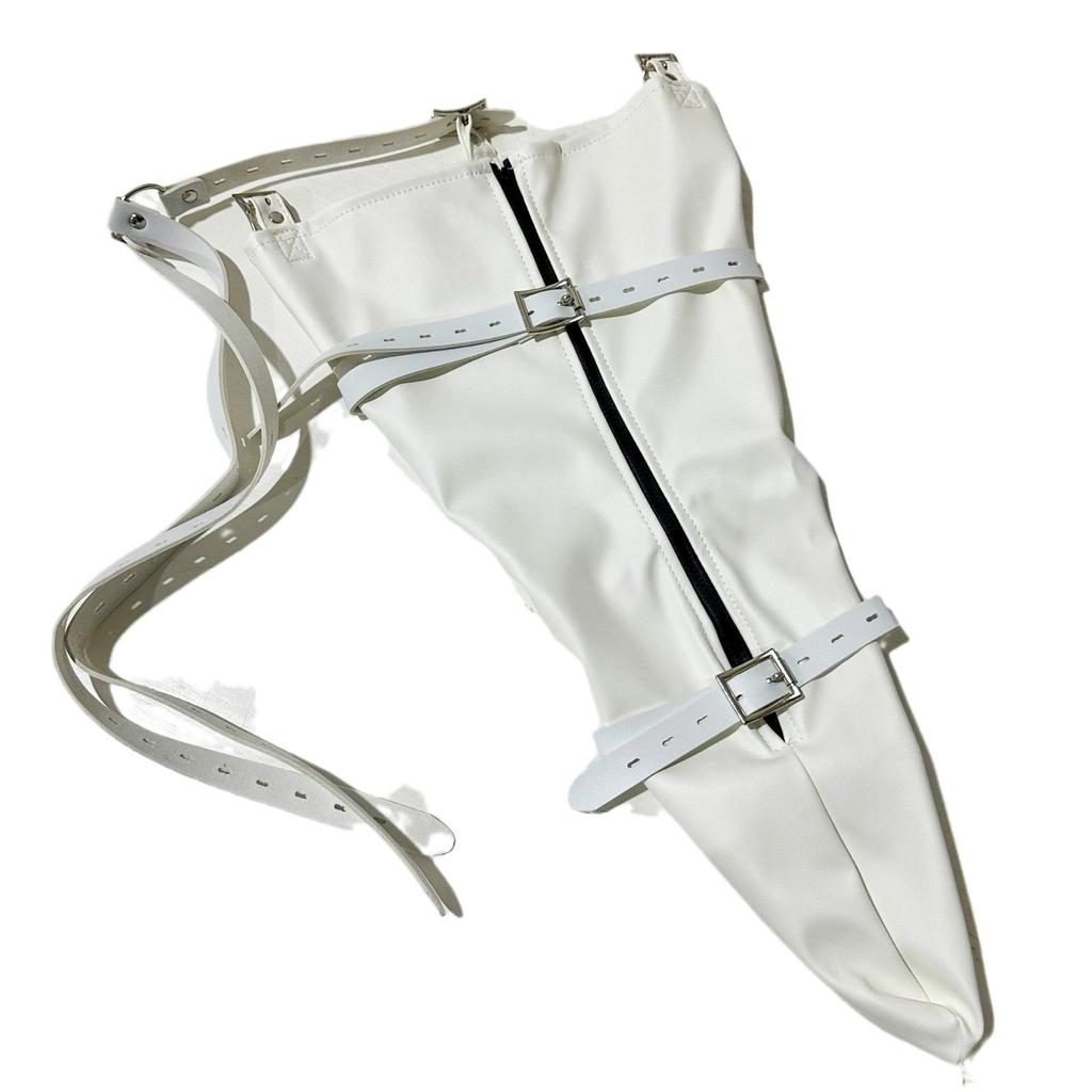 Sex Adult Roleplay Leather Tight Single Glove Straight Arm Binder Over Shoulder Straps  Bondage Arm Cuffs Zipper Body Harnes