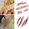 2Pcs Temporary Tattoo Sticker Halloween Terror Realistic Fake Blood Injury Scar