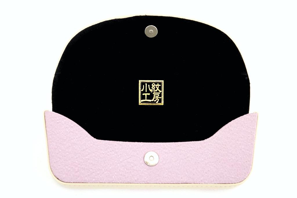(1207-5) Uni Seni Futago Chirimen Japanese Pattern Eyeglass Case [Semi-Hard] [Modern Plum BlossomPink]